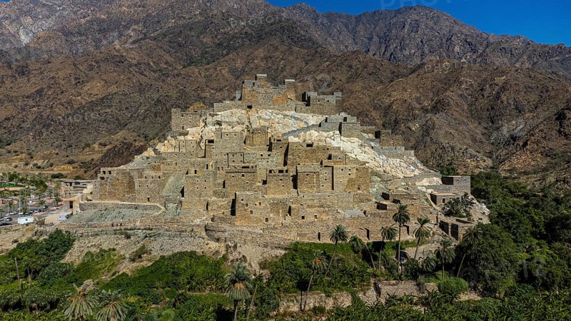 Aerial of Zee Al-Ayn historic mountain village
