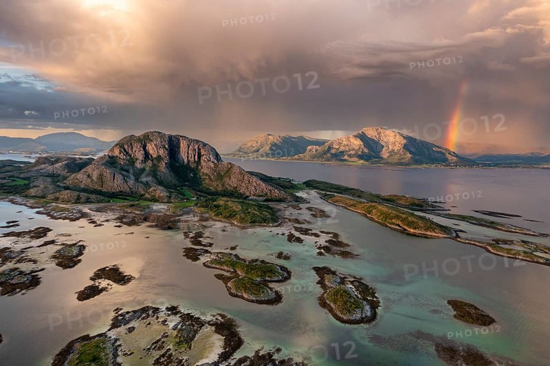 Mount Torghatten with surrounding islands