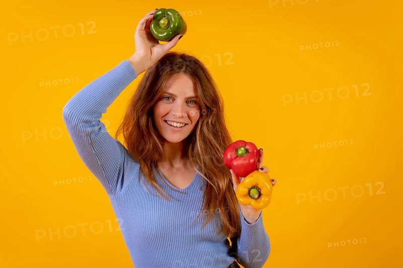 Vegetarian woman with green