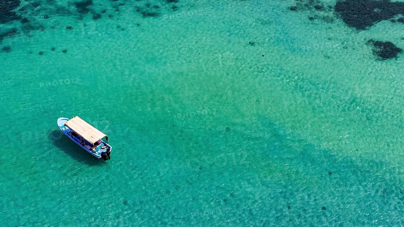 Aerial of a little boat in the Farasan islands