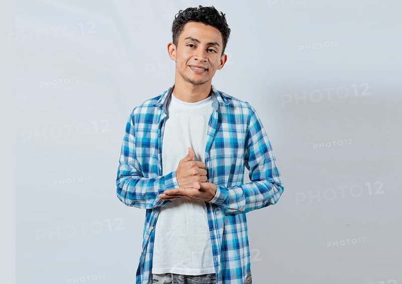 Man gesturing help with hands in sign language