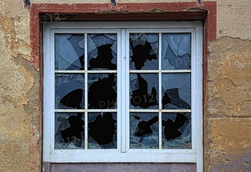 Broken window pane