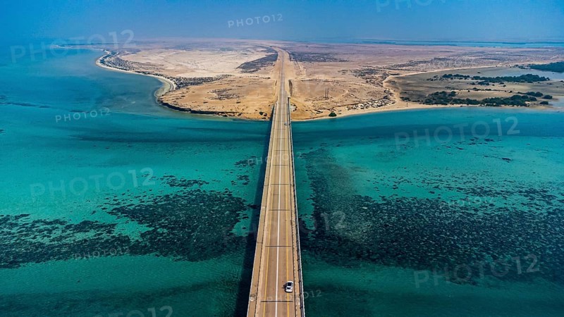 Aerial of the bridge linking the Farasan islands