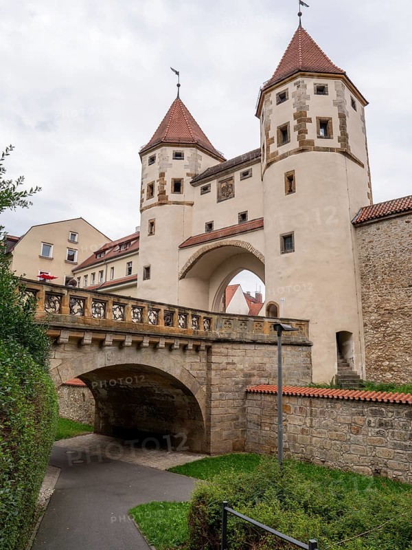 City wall with Nabburg Gate next to Nabburg Gate Square