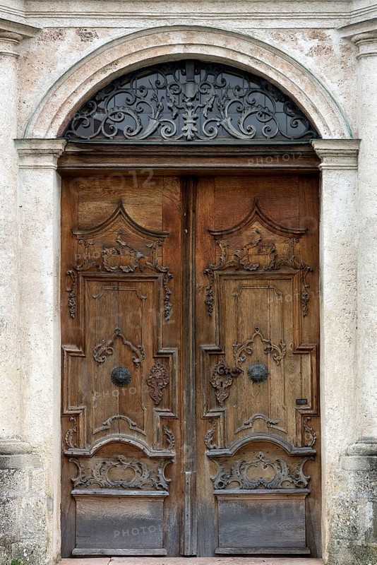 Door of the former Baumburg monastery church of St. Margareta