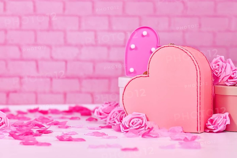 Valentine's day composition with pink roses
