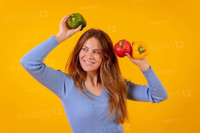 Vegetarian woman with green