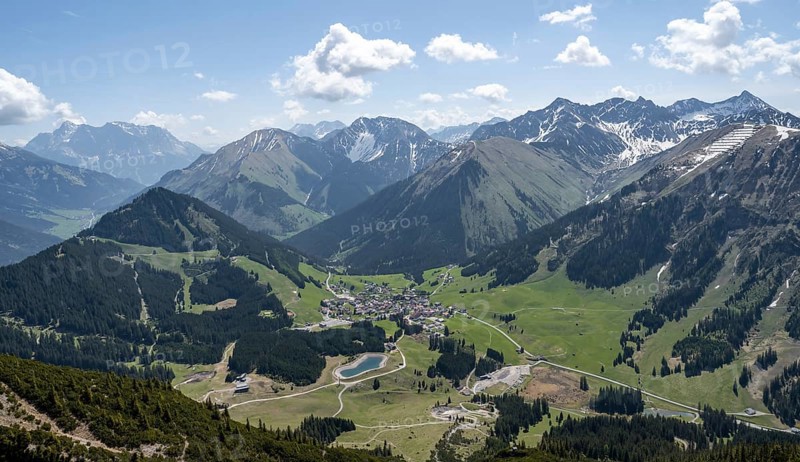 View into the valley to the village of Berwang