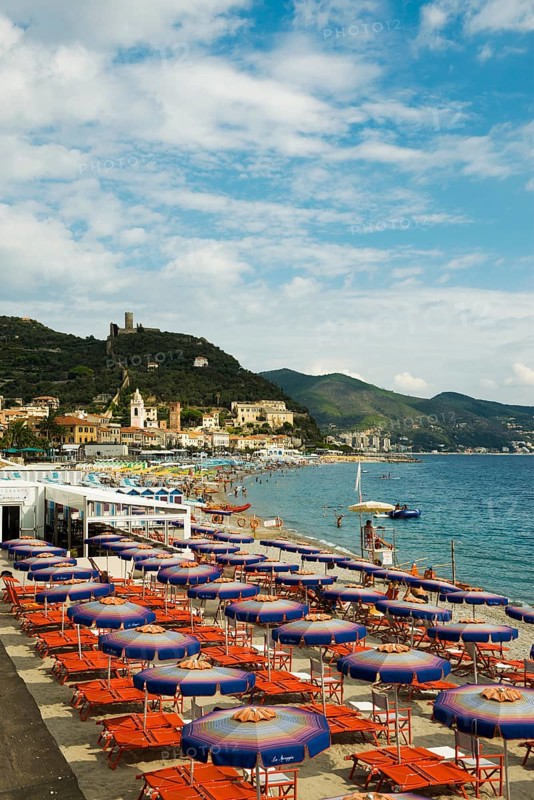 Colourful parasols on the beach