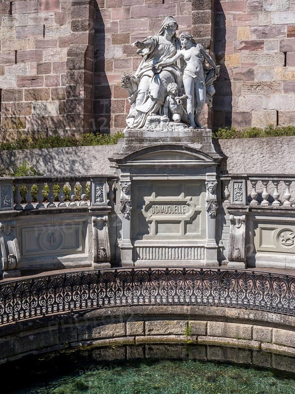 The source of the Danube with the sculpture Mutter Baar weist ihrer Tochter