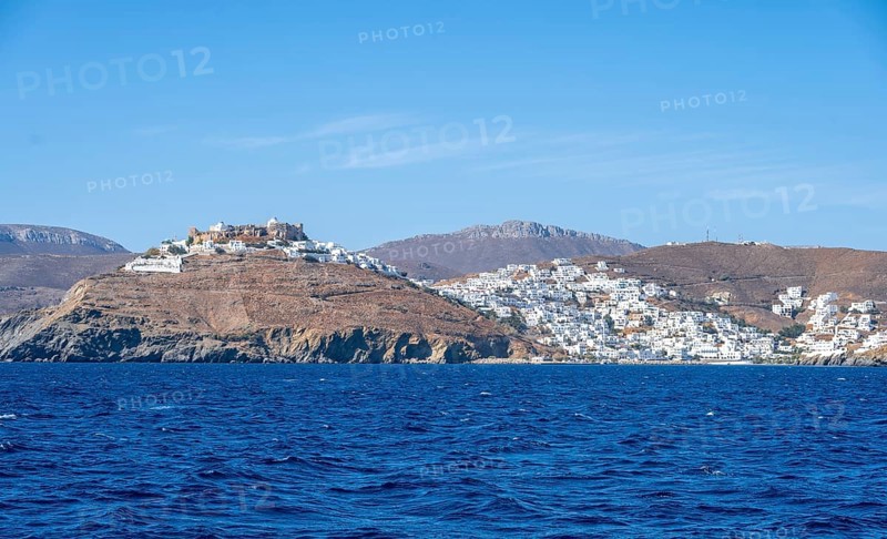 City view Astypalea with castle