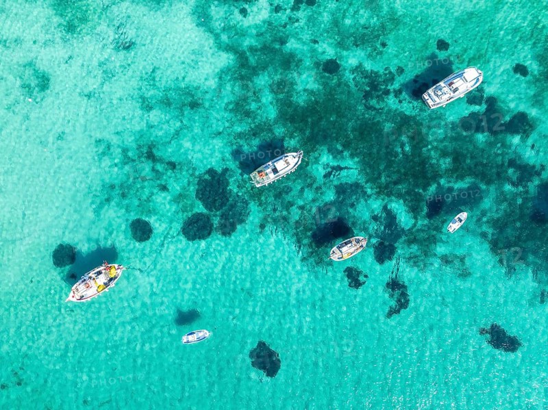 Fishing boats from above