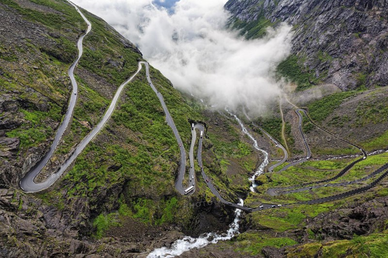 Pass road with hairpin bends
