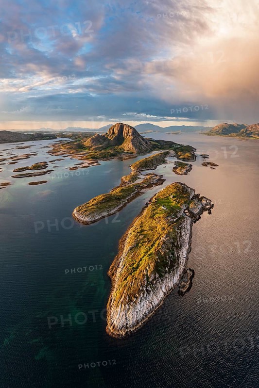 Mount Torghatten with surrounding islands
