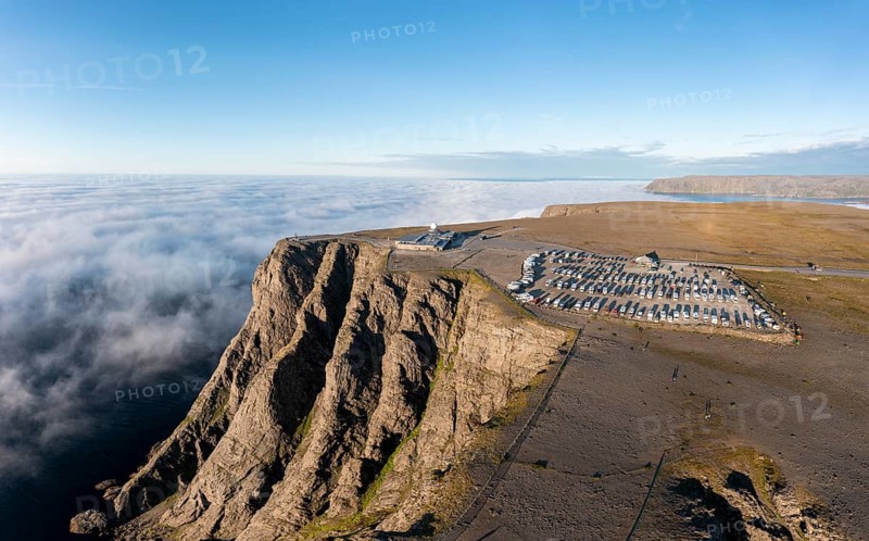 North Cape cliffs with car park and tourist centre