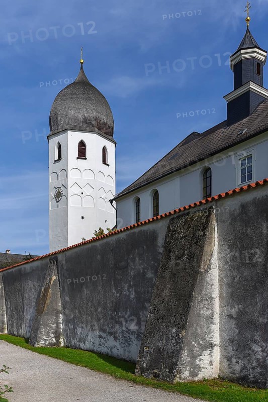 Bell tower of the monastery church of Frauenwoerth Abbey