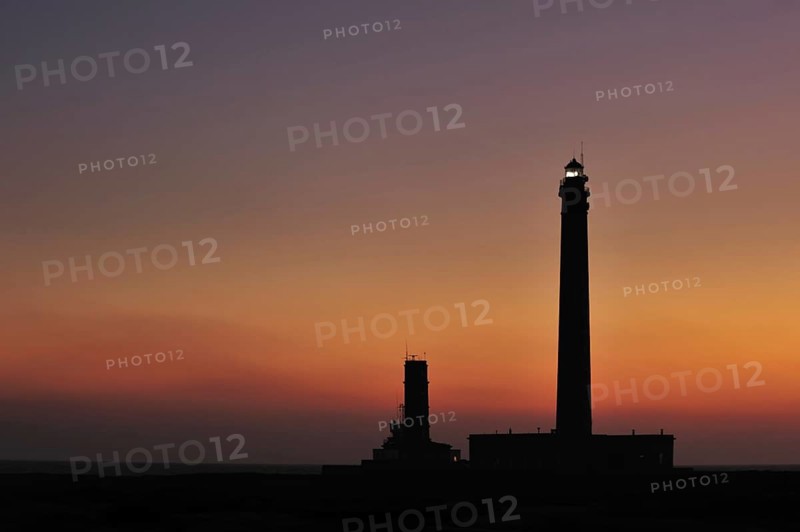 Semaphore and Gatteville lighthouse at the Pointe de Barfleur at sunset
