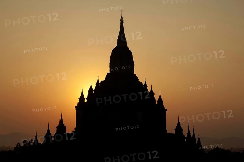 Silhouette of Buddhist temple