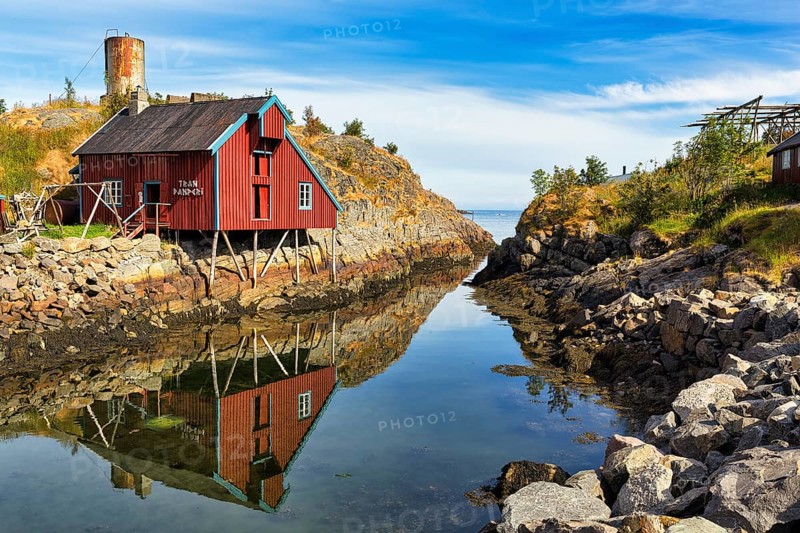Red traditional fishing hut