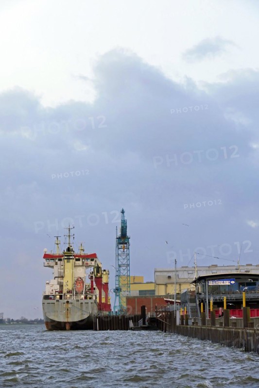 Cargo ship Serena at the shipyard pier in Bremen Vegesack