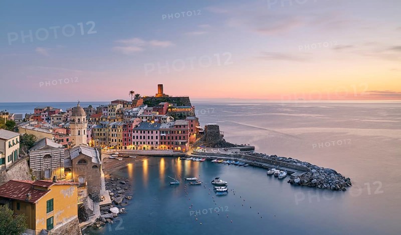 View of Vernazza at sunset