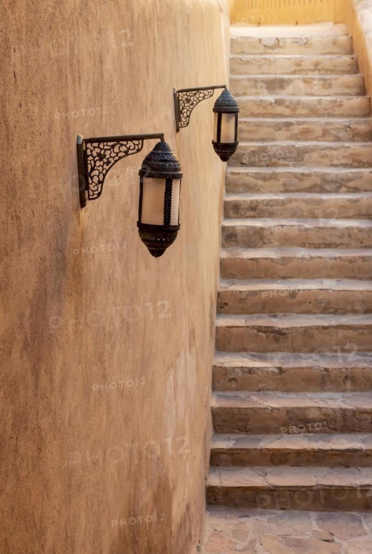 Staircase with lanterns at Nizwa Fort