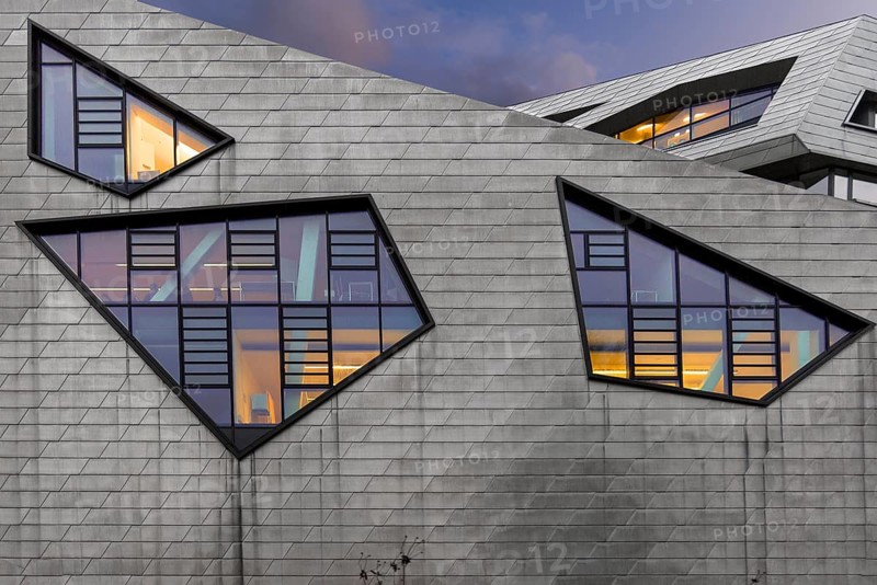 Detail of the modern university building by the American architect Daniel Liebeskind