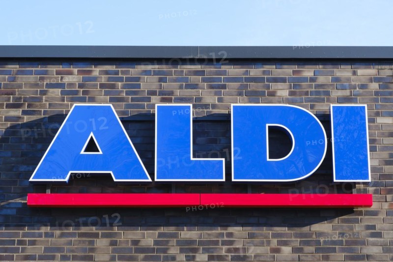ALDI sign and logo on a facade