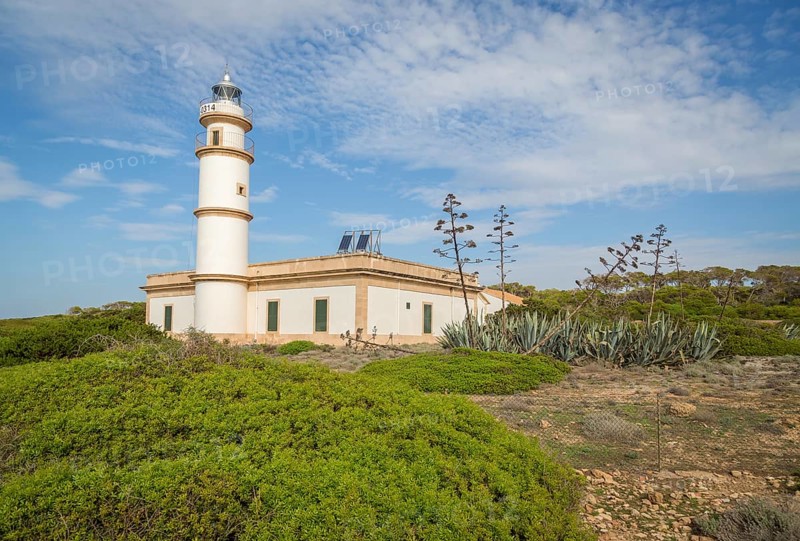Far des Cap de ses Salines lighthouse at the southern tip of Majorca