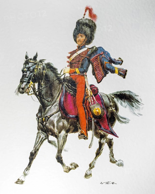 Neapolitan officer on horseback in uniform of the