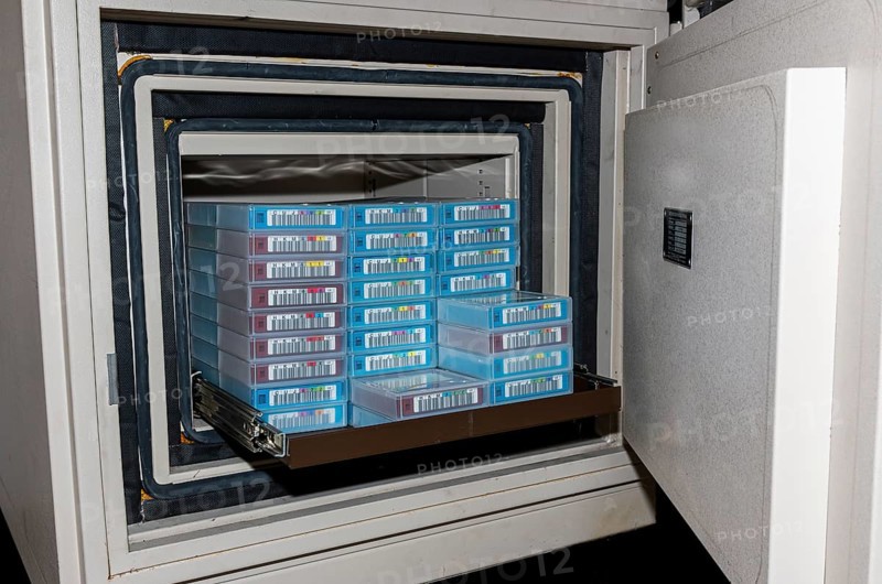 Data backup tapes are protected in a safe vault
