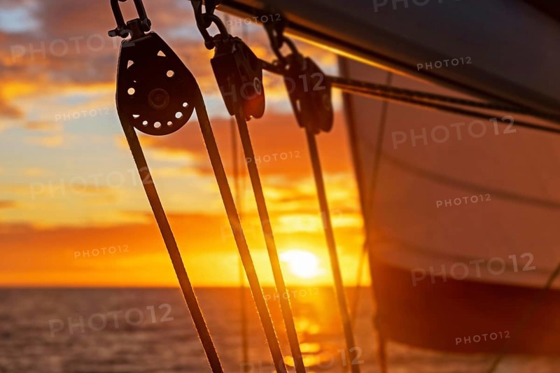 Close up of sailing boat blocks