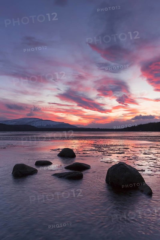 Loch Morlich at sunset in winter