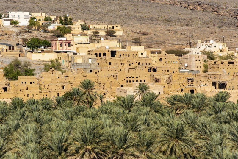 Abandoned ghost town and oasis of Al Hamra