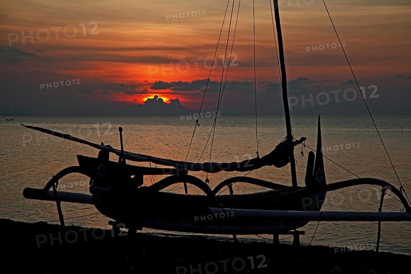 Silhouette of Indonesian jukung