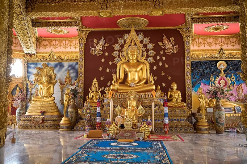 Interior altar in the temple pagoda of the Sri Chai Mongkol Grand Pagoda temple complex
