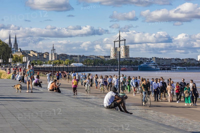 People on the Garonne waterfront in Bordeaux