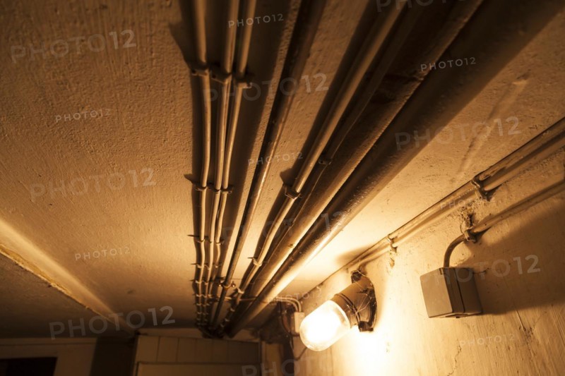 Power lines on basement ceiling