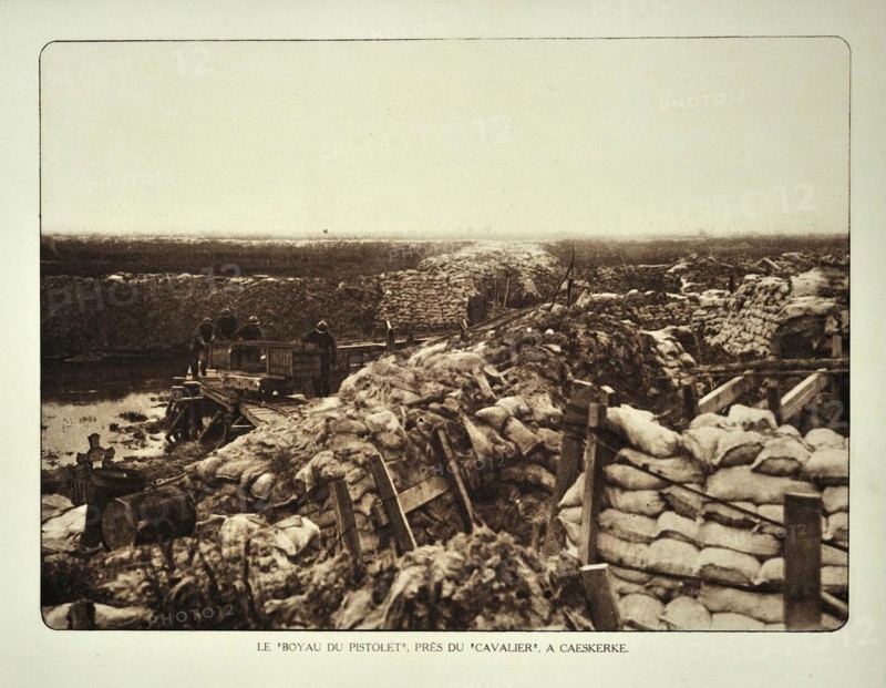 Soldiers in trench at Kaaskerke in Flanders during the First World War