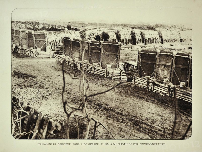 Second defence line trench at Oostkerke in Flanders during the First World War