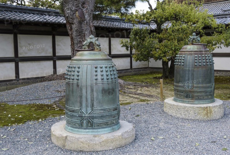 Two large temple gongs or bells