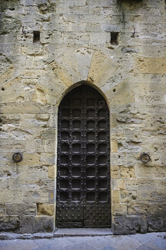 Doorway along cobbled street