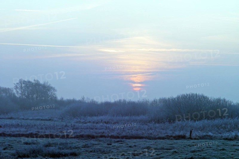 Sunrise in the Breites Wasser nature reserve in Worpswede