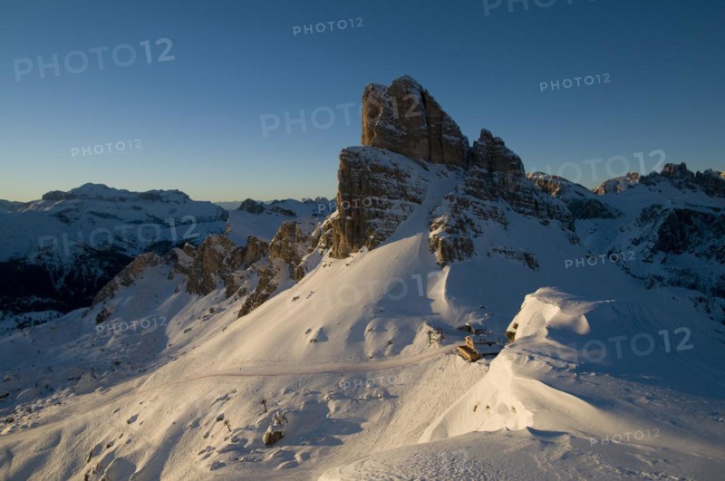 View of the Rifugio Averau in the Dolomites