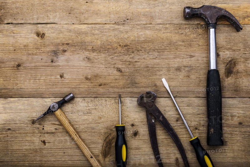 Selection of carpentry tools from above