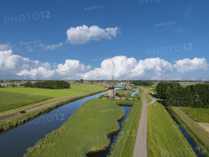 Aerial view with the windmills Strijkmolen