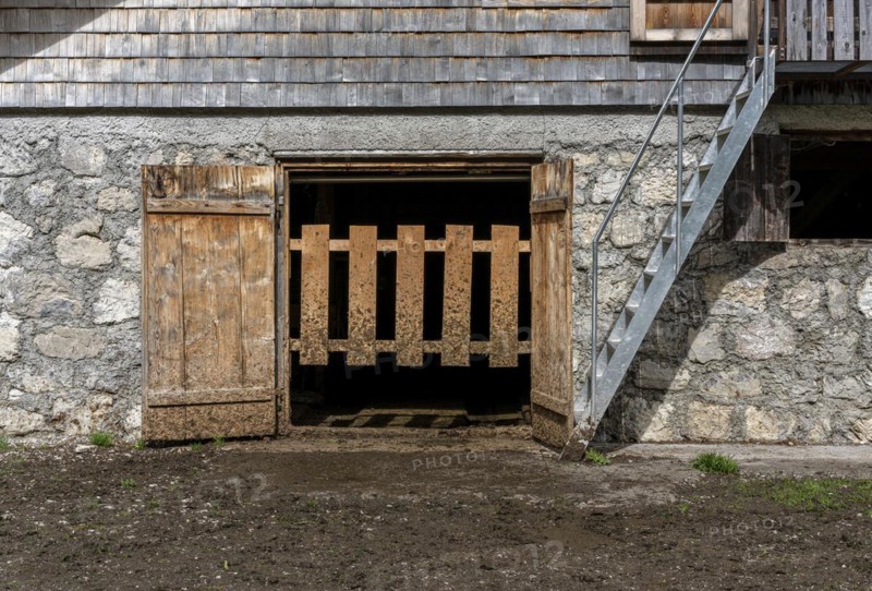 Wooden gate at the cowshed