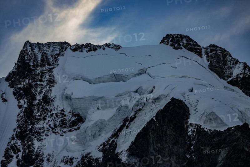 Piz Rosegg with Rosegg glacier at blue hour