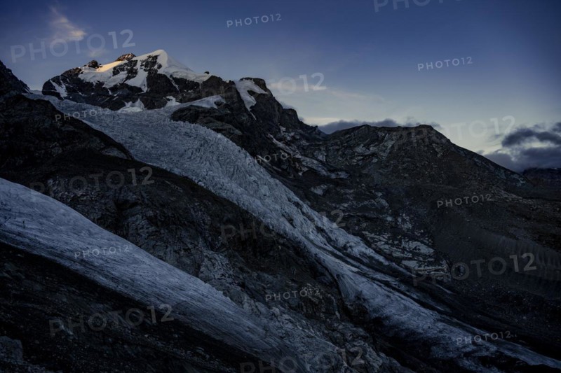 Piz Rosegg with Rosegg glacier at blue hour