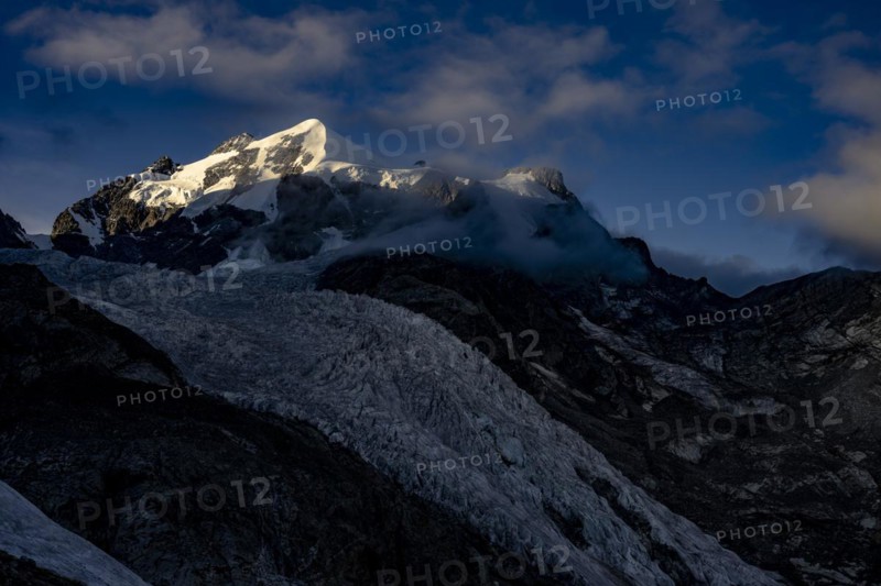 Piz Rosegg with Rosegg glacier at blue hour